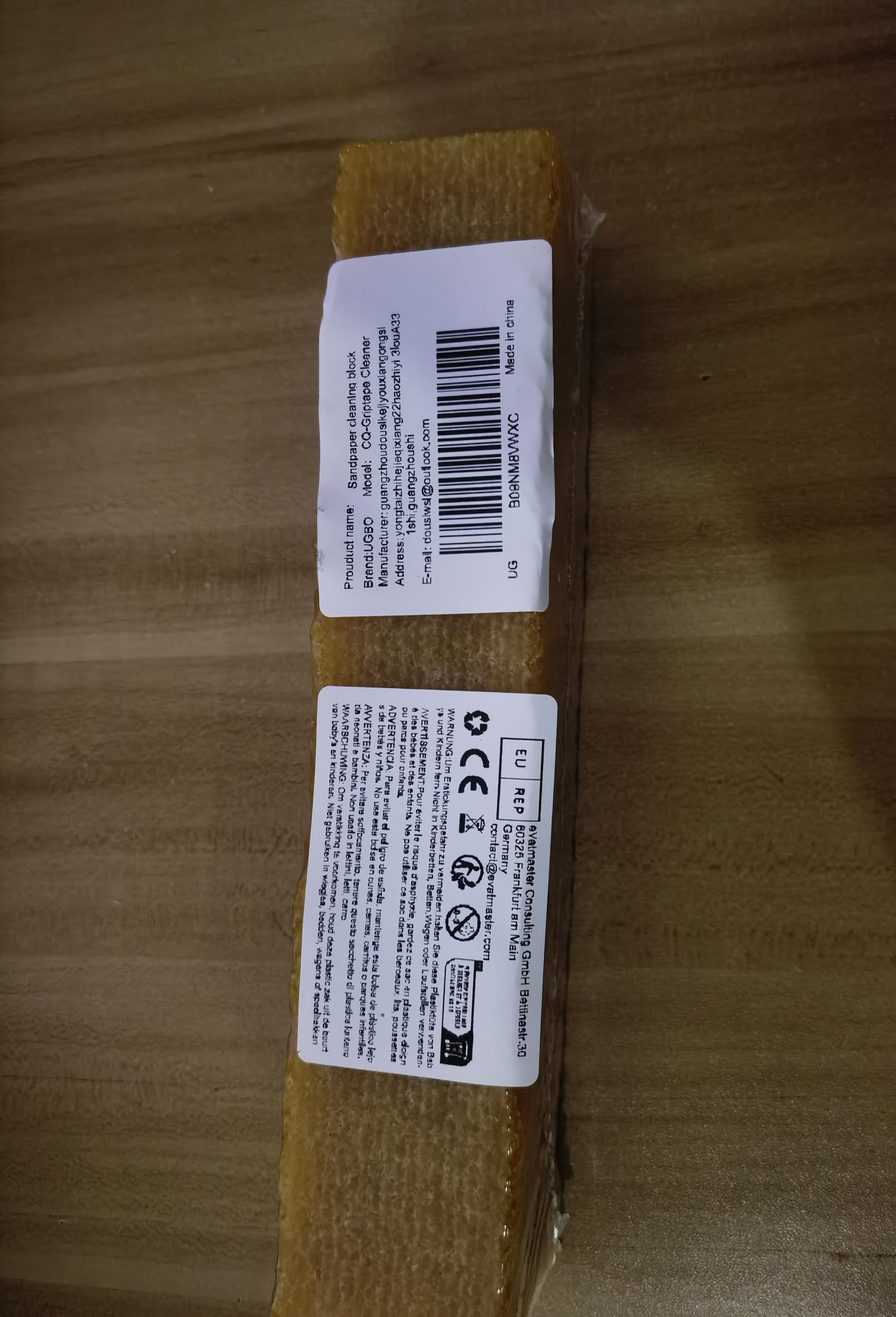 Papel de Lija Cleaning Block Borrador Limpiador - Prolonga La Vida útil de La Cinta de Lija - Bloque Para Bandas de Lija y Discos Abrasivos (20 × 4 × 4 cm)