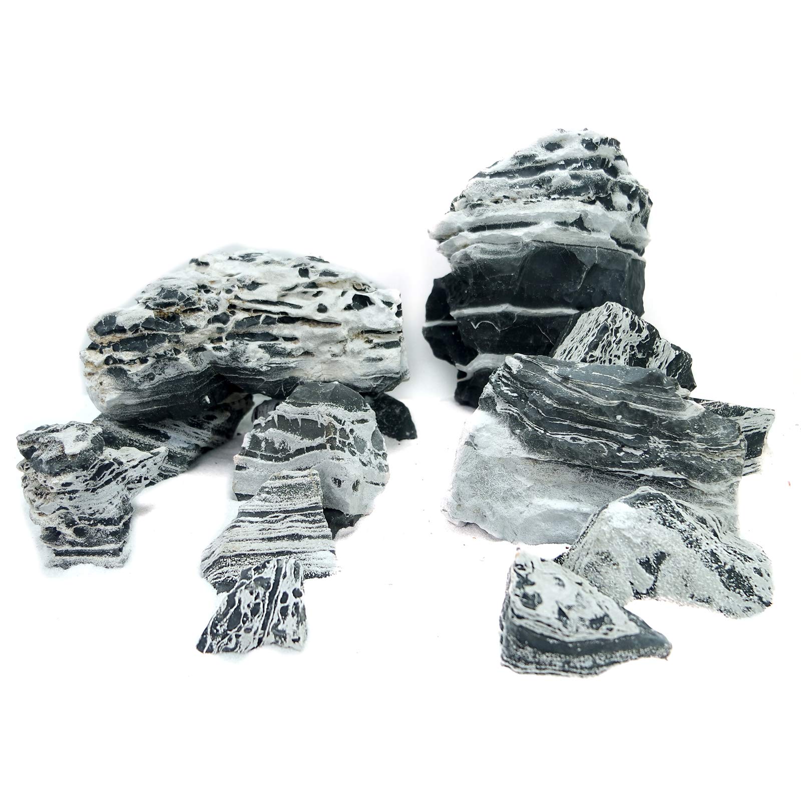 Hardscape Materials Planted Aquarium Aquascaping Black & White Multilayer Thin Line Stone 5 kg