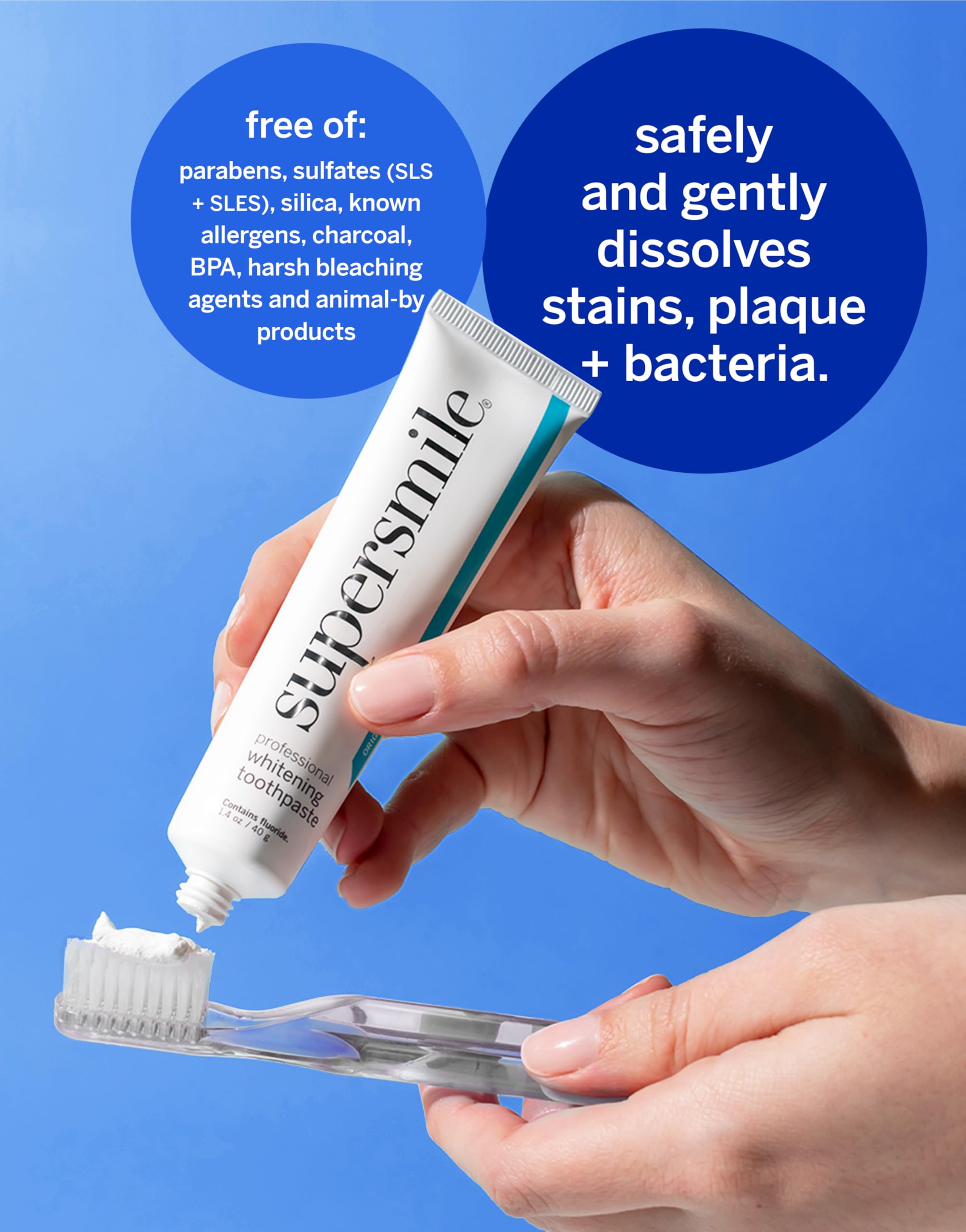 Supersmile Original Mint Toothpaste Trio with Clear New Generation Toothbrush – Professional Whitening with Calprox® – Whitens Up to 6 Shades, 4-Piece Set
