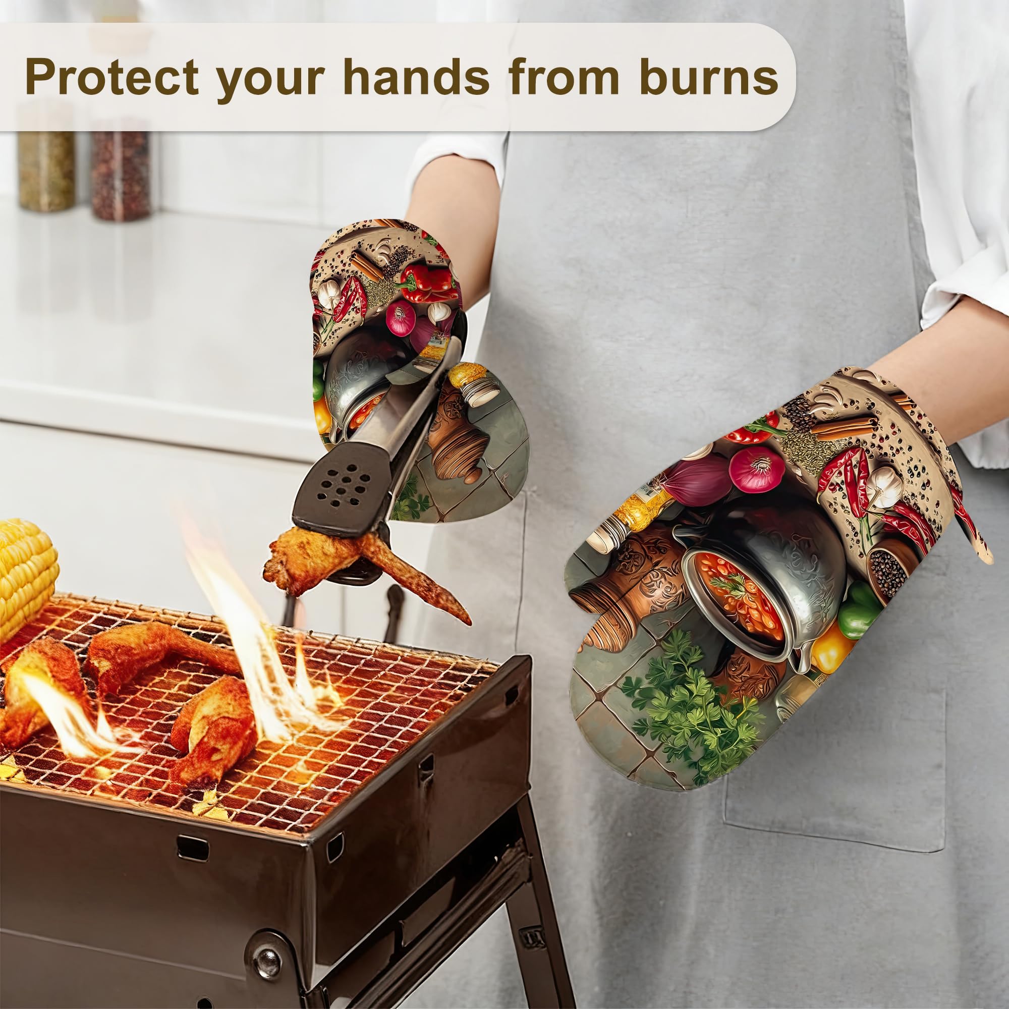 Juego de 4 manoplas de horno y soportes para ollas, resistentes al calor, antideslizantes, almohadillas calientes, regalos de cocina para mujeres panaderas, regalos de cocina para amantes de la cocina