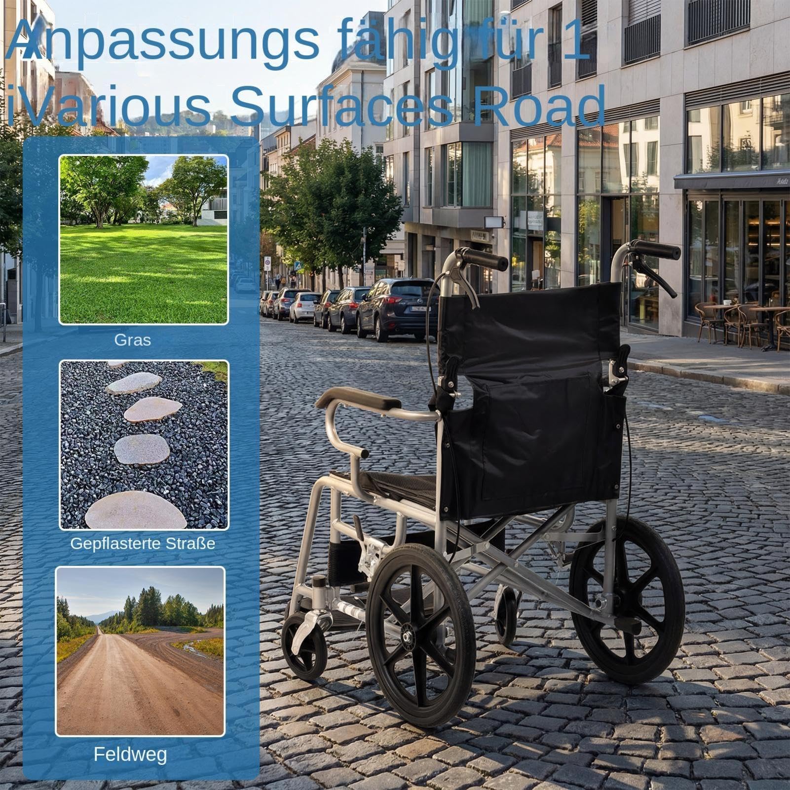 Silla de ruedas ultraligera, plegable, ligera, 100 kg, plegable y ligera, freno en las asas, silla de ruedas de viaje para discapacitados y personas mayores, apoyabrazos, ligera, asiento de 46 cm