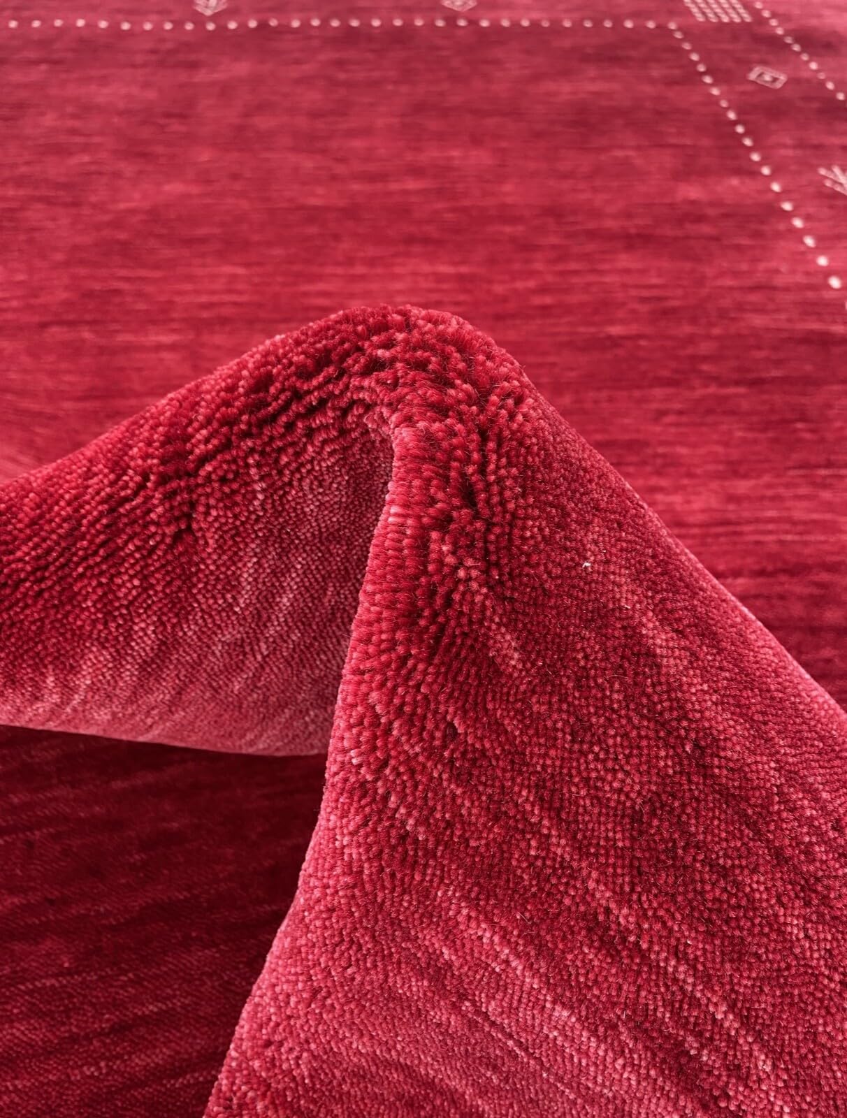AC6 Tapis en laine rouge 90 x 160 cm tissé à la main 100