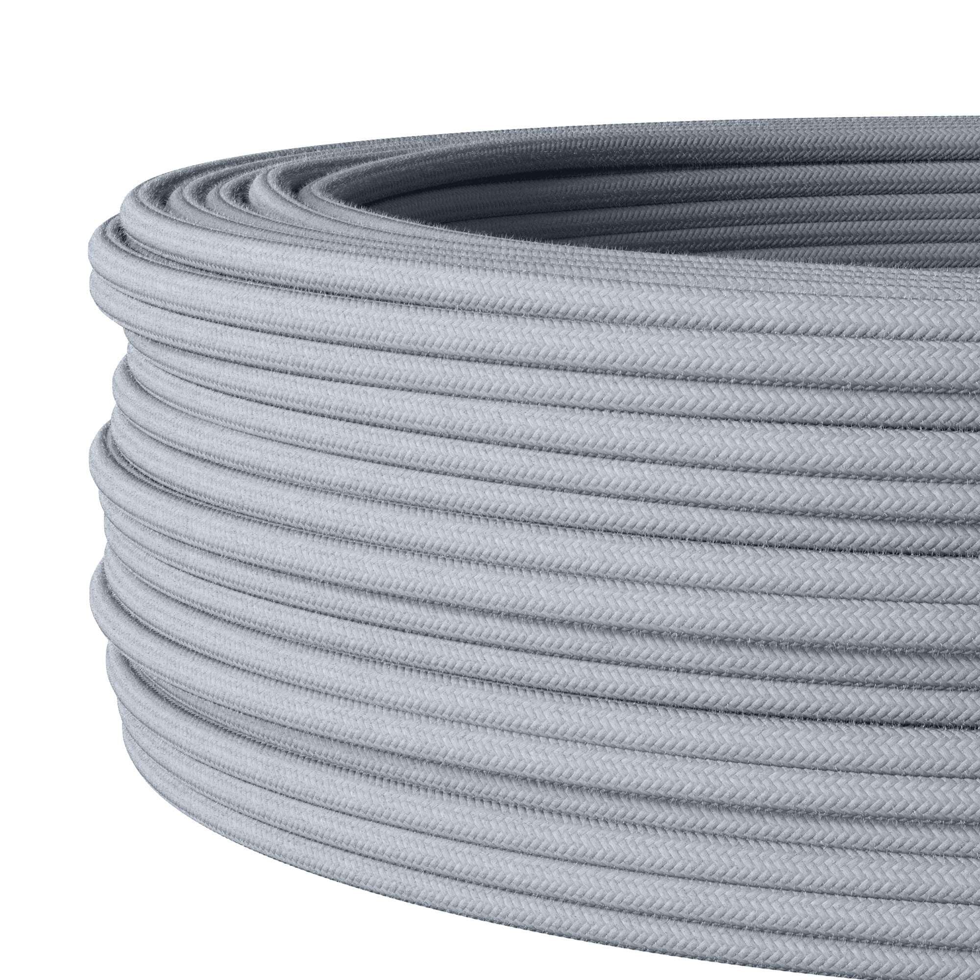 Kabel tekstylny do elastycznej instalacji elektrycznej (H05VV-F), kabel materiałowy 3 x 1,5 mm², kabel tekstylny, kabel instalacyjny, jasnoszary – 10 metrów