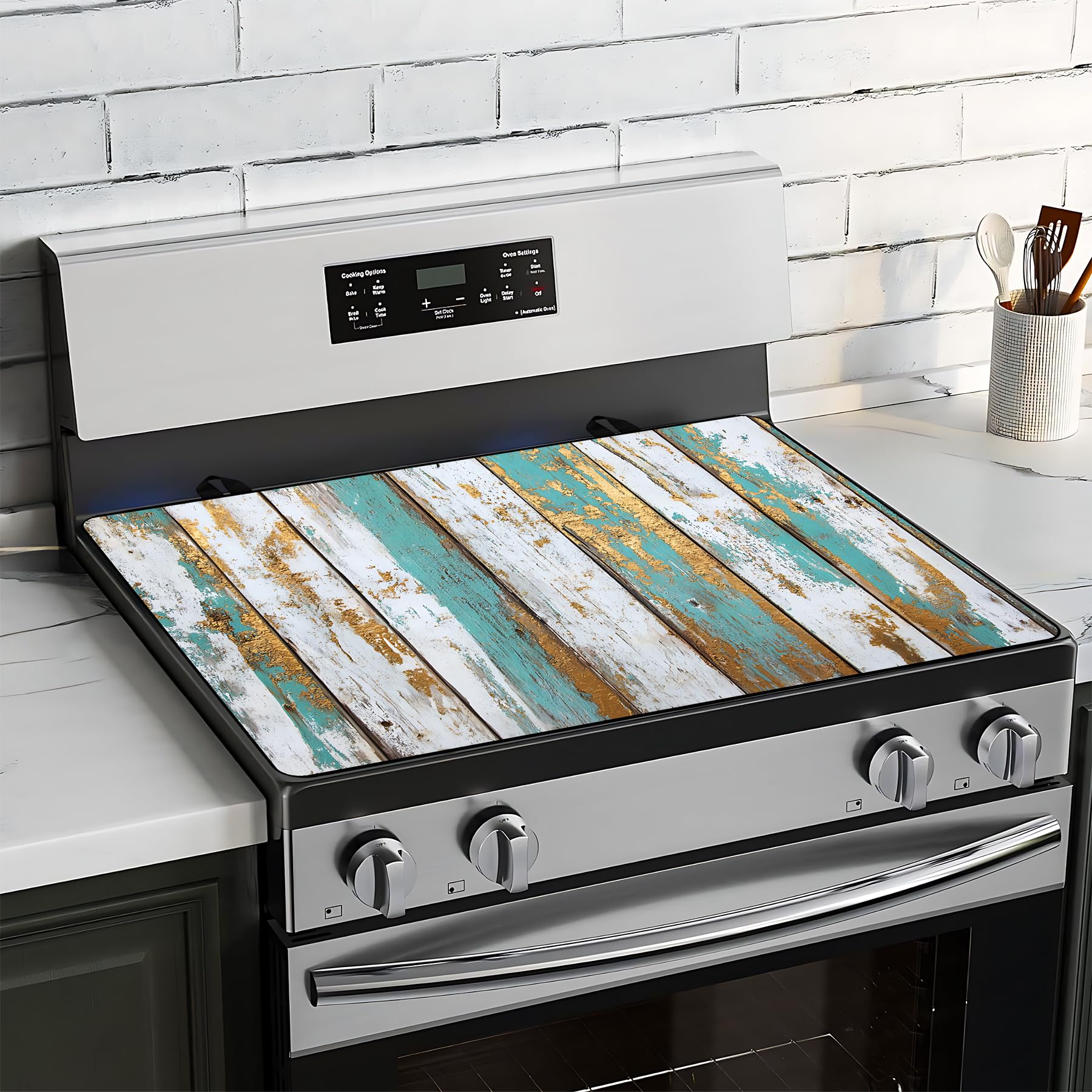 Stove Top Cover for Electric Stove 28"x20", Cooktop Glass Stove Top Covers Washable Decorative Stove Protector Mat for Home Kitchen Cooktops