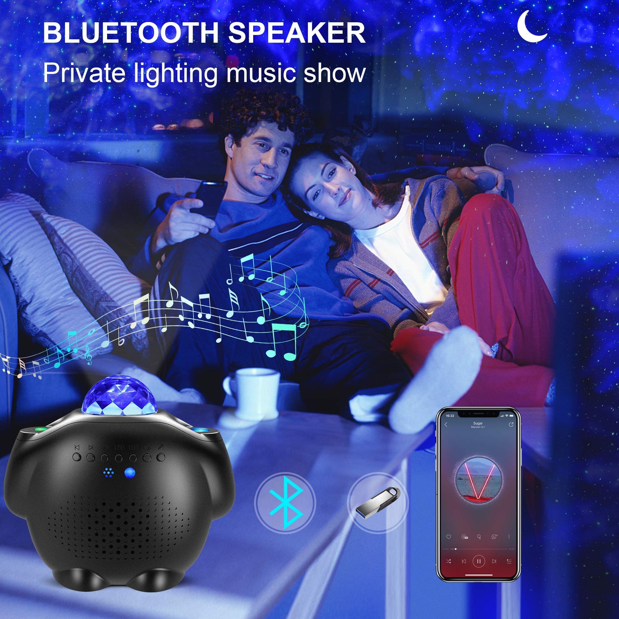Projecteur Ciel Étoilé 4 en 1, Lampe LED Dynamique 32 Effets Galaxy, Minuterie Réglable, Veilleuse pour Bébé Enfant, Décoration Chambre (Noir)