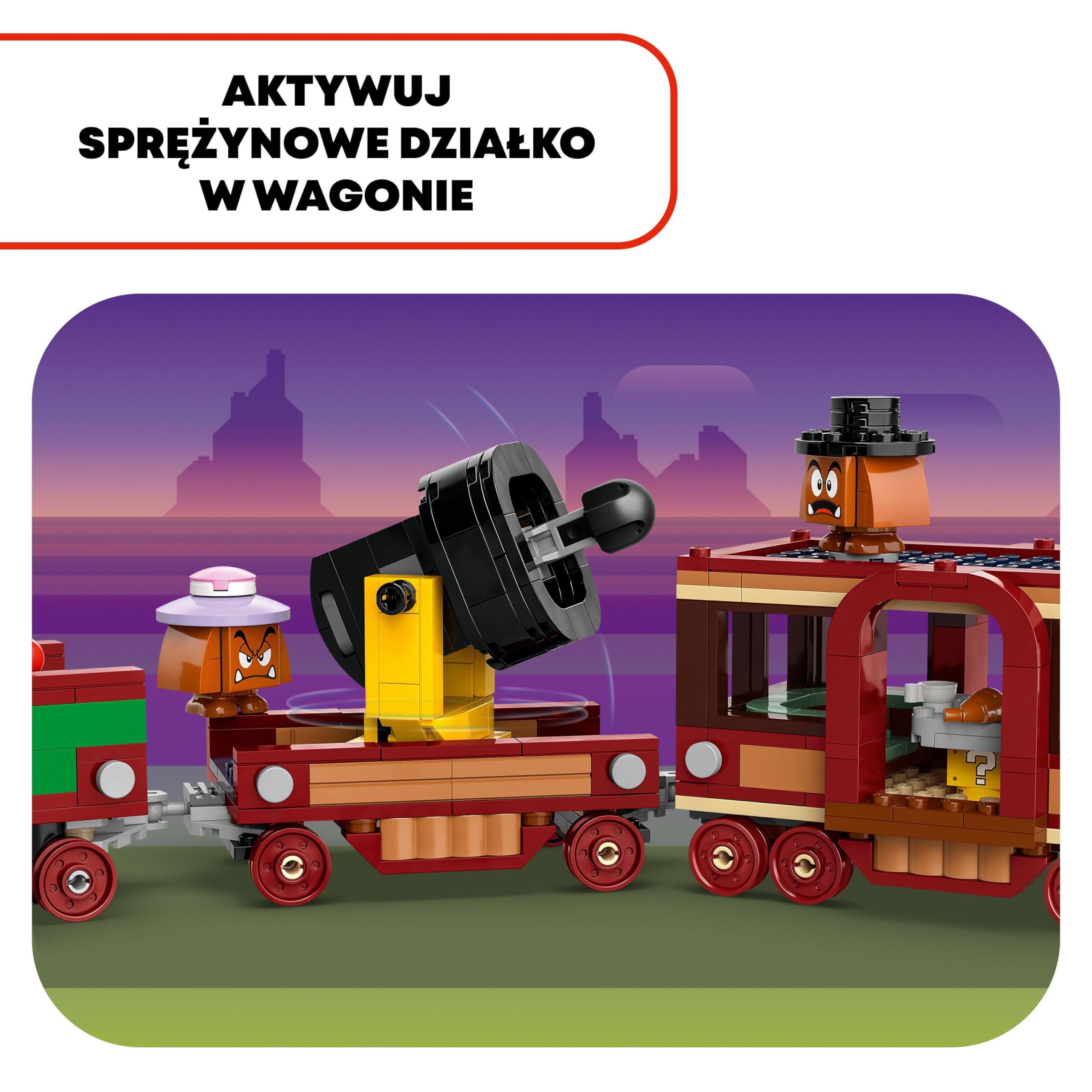 LEGO Super Mario Bowser i pociąg ekspresowy, Interaktywna Zabawka dla Dziecka, Kolejka do Zbudowania z 6 Figurkami w tym Hammer Bro i 2 Goomby, Prezent dla 9-latka, dla Chłopca i Dziewczynki, 71437