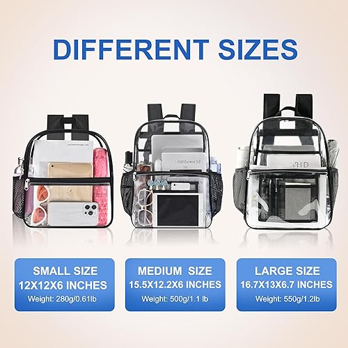 Miniatura 6 de USPECLARE Clear Backpack for Stadium Approved 12×6×12, Water proof Clear Bag for Stadium Events and Concert Work Sport EventBlack