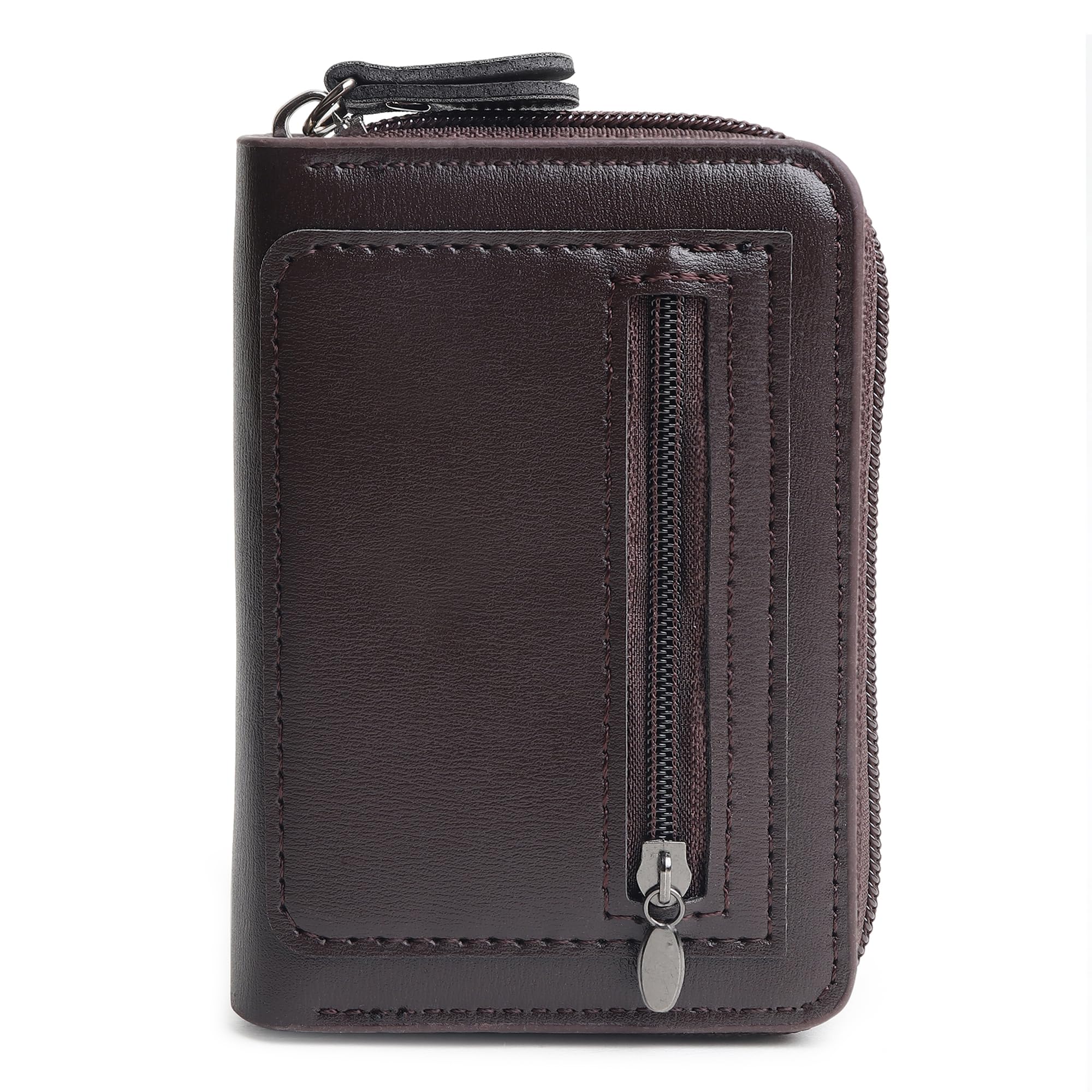VEMILIO Women’s Card Holder Wallet – 10 Card Slot Zipper Wallet | 2 Cash Compartment | 1 Coin Pocket – Compact Purse for Women – Genuine Look PU Leather (Brown)-image-36