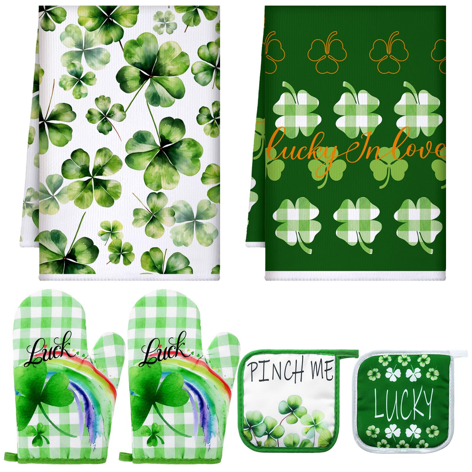 Torchons cuisine Saint-Patrick motif écossais vert et noir