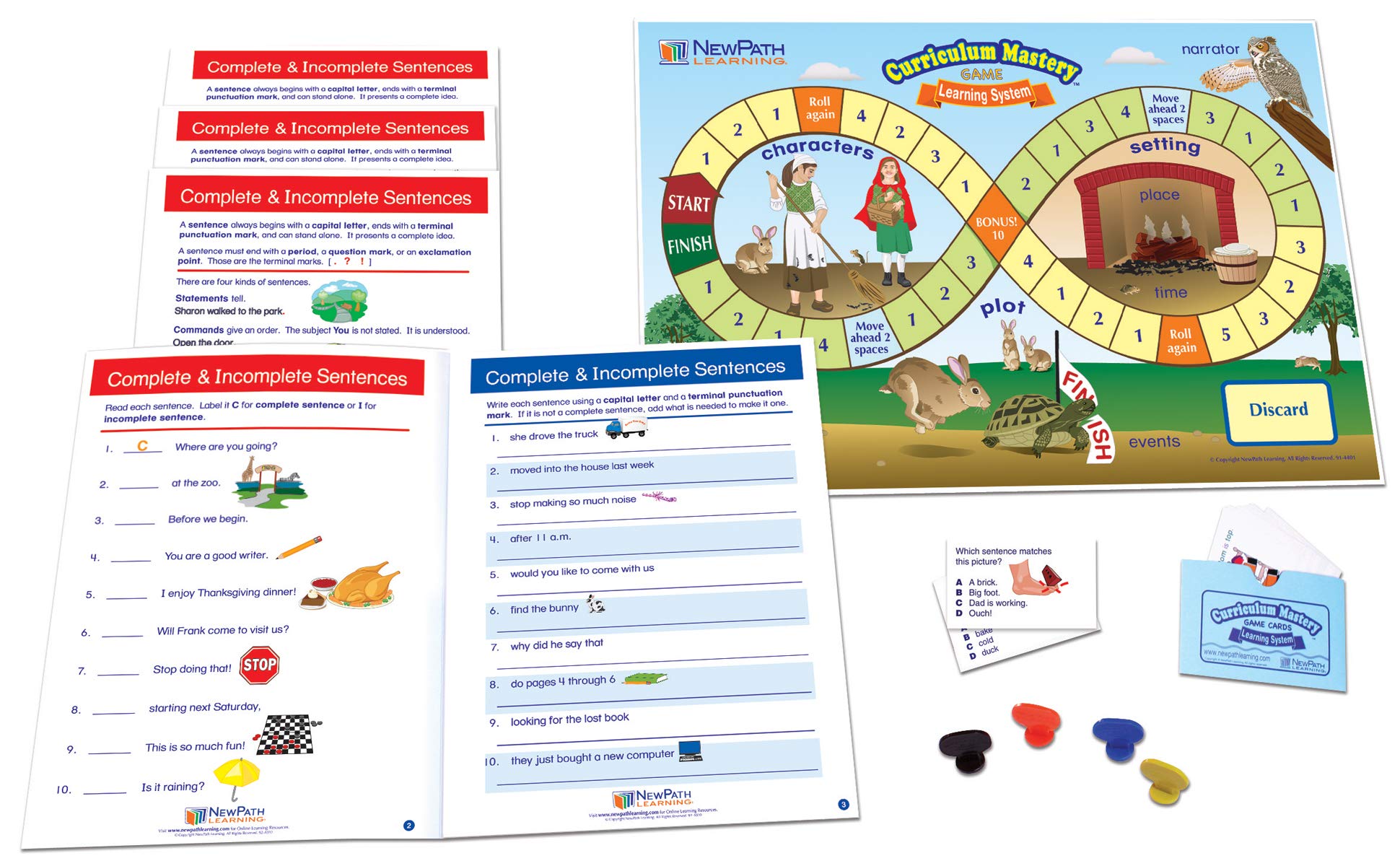 Complete & Incomplete Sentences Learning Center Game - Grades 1-2