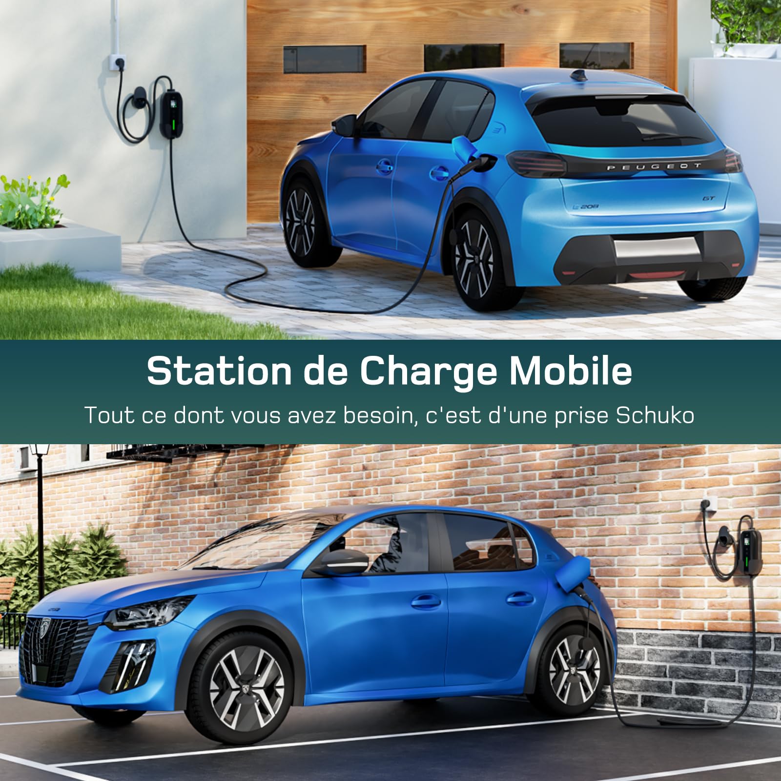 dé Chargeur Voiture Electrique 3,68kW [6m, 6/8/10/13/16A] Cable Type 2 Recharge avec Affichage Numérique Contrôlable Compatible avec e-208, Spring, 500e, Model 3, Megane EV, Zoe et Autres EV et PHEV
