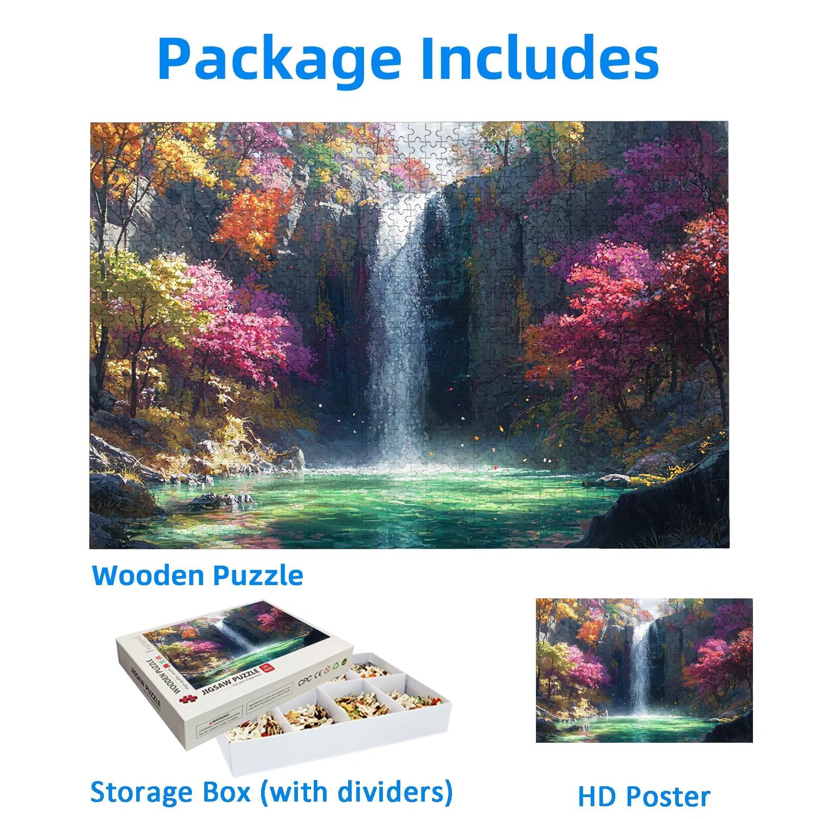 Jesienne puzzle 1000 sztuk, puzzle krajobrazowe 1000 sztuk dla dorosłych i nastolatków, drewniane puzzle z wykwintnym opakowaniem, rodzinne gry edukacyjne, dekoracje domu, prezent dla dorosłych, -2599
