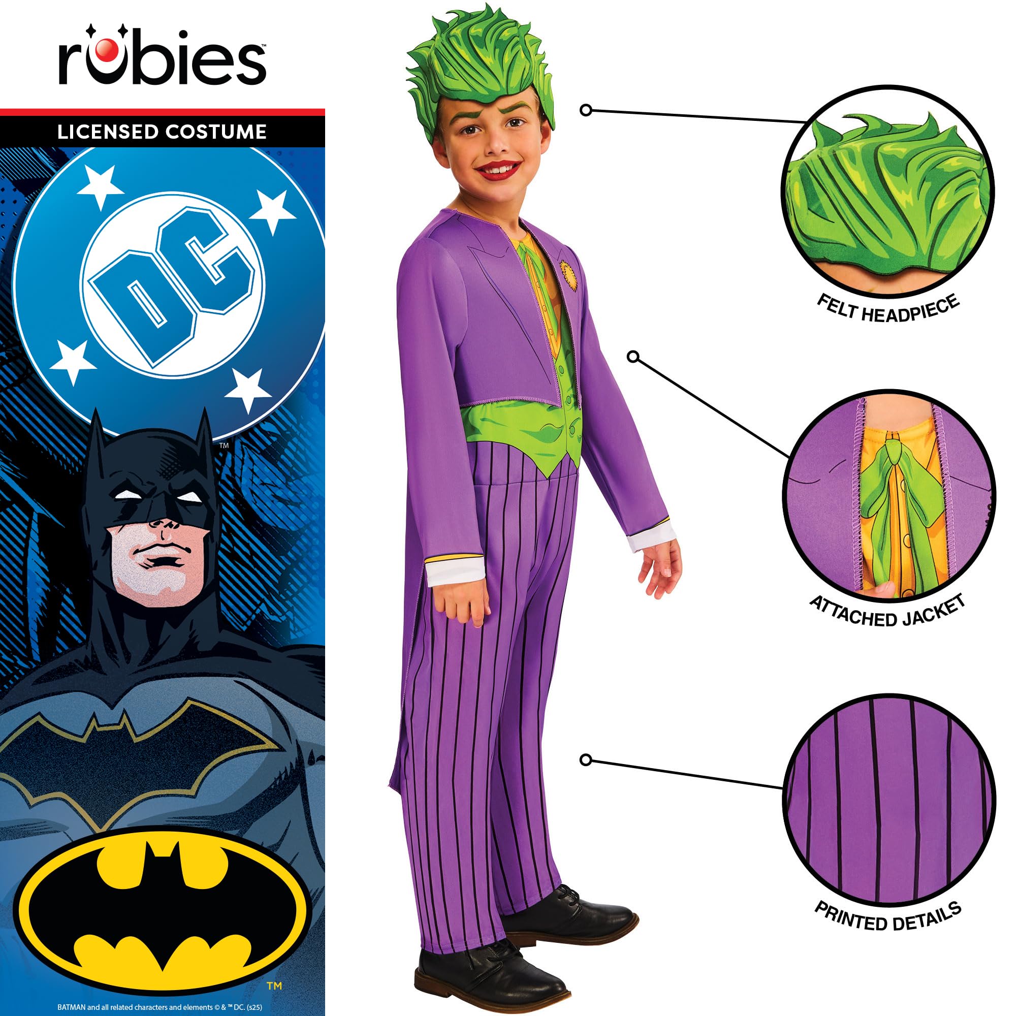 Rubies Official WB Joker Costume, Kids Fancy Dress, Size Age 7-8 Years Halloween, Multi, size 7-8 - Image 3