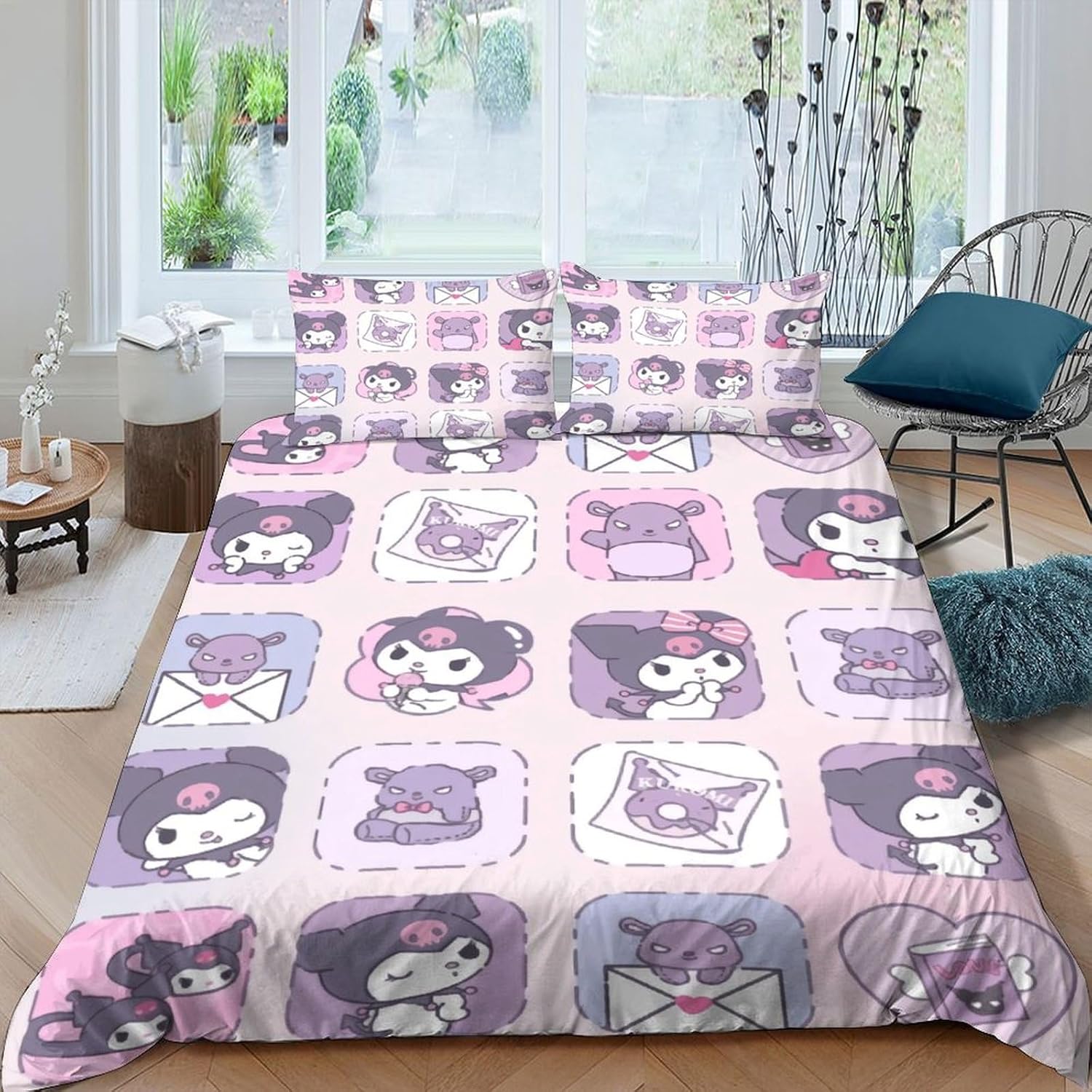 BDBTWJMY 3D Printing Kuromi Duvet Cover Sets for Boys Girls And Adults