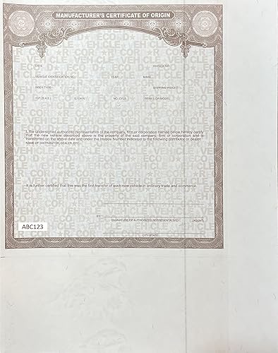 Certificado de origen del fabricante MCO/MSO para vehículos de motor/remolque/motocicleta - Nuevo