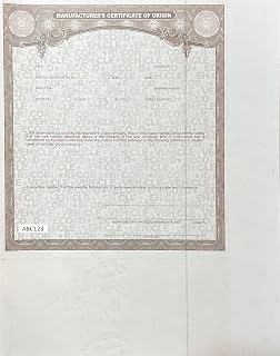 6 ea. Manufacturer Certificate of Origin MCO/MSO for Motor Vehicle/Trailer/Motorcycle - New
