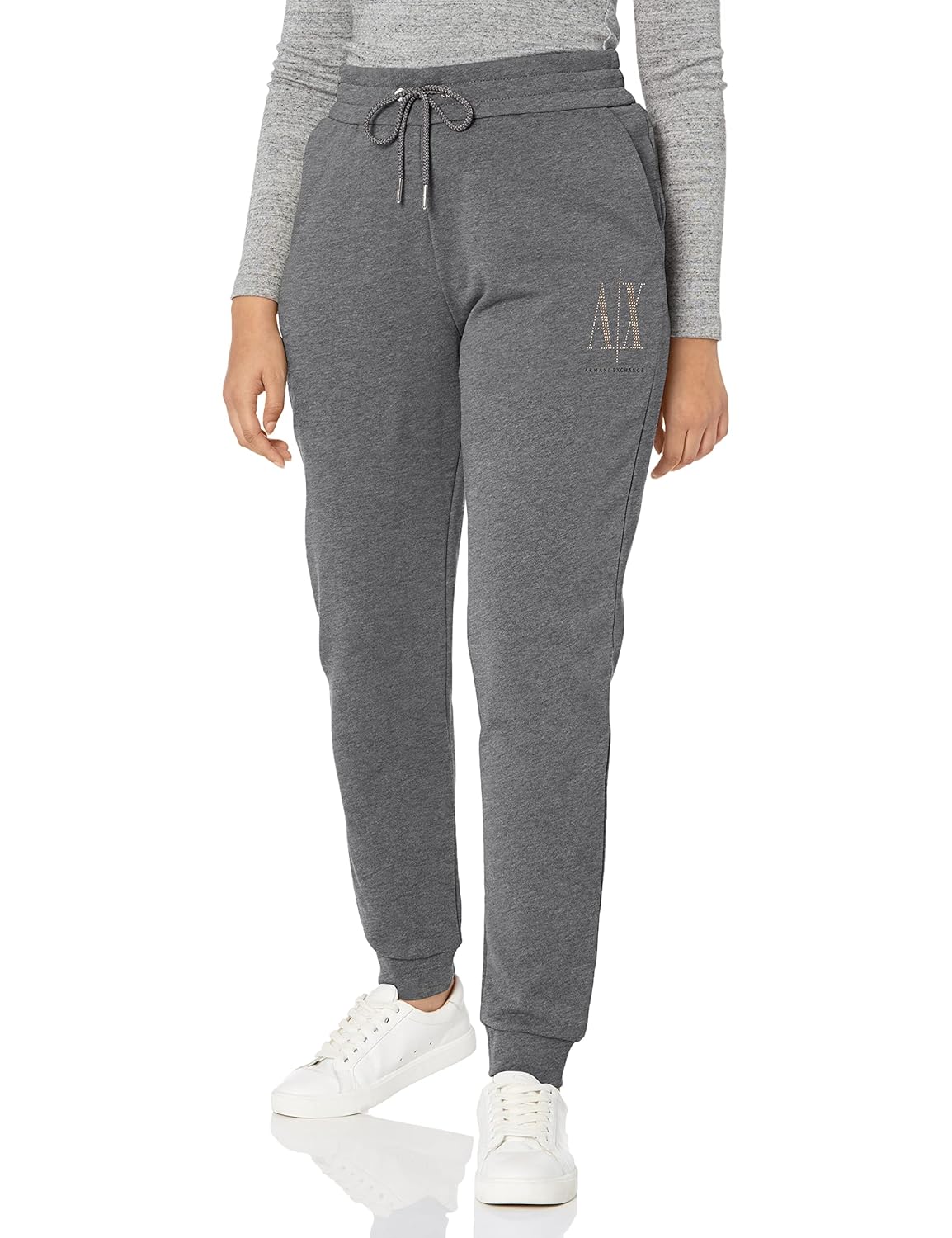 Armani Exchange Womens Drawstring Logo Studs Terry Jogger Pant