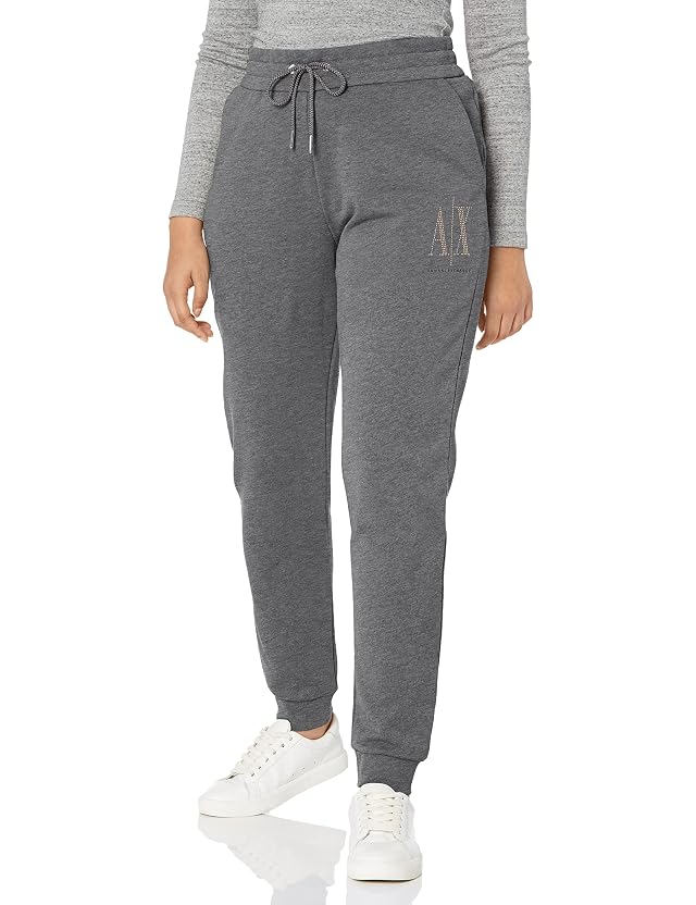 Armani Exchange Womens Drawstring Logo Studs Terry Jogger Pant