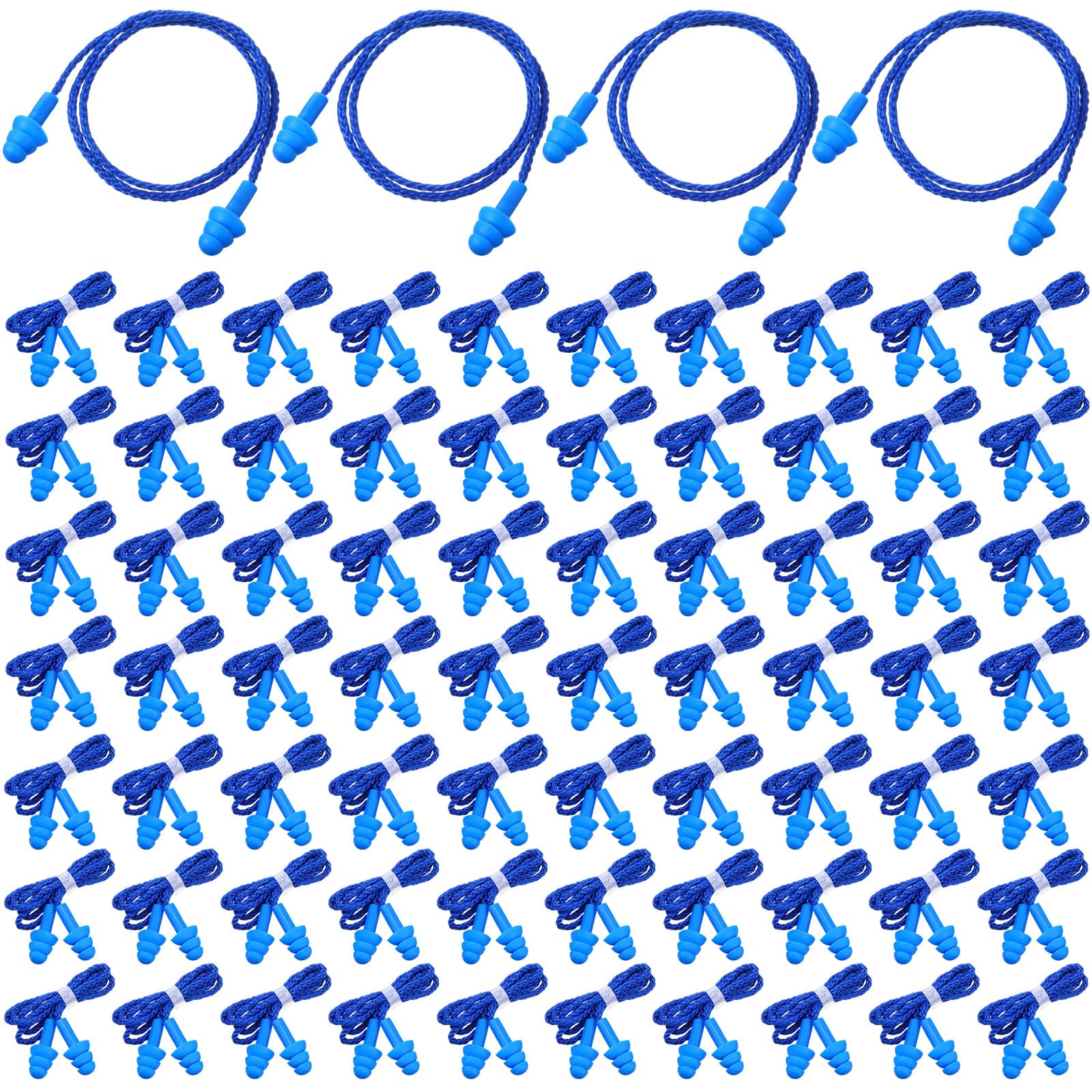 Xuhal 200 pares de tapones para los oídos con cable envueltos individualmente, tapones para los oídos de silicona de calidad, reutilizables, cancelación de ruido del sueño para protección auditiva,