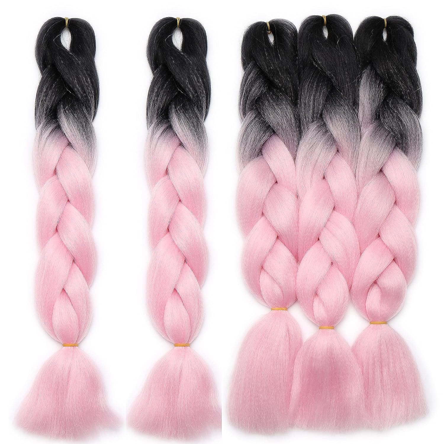 DELUXE HAIR Synthetic Crochet Braids Ombre Box Twist Braids Jumbo Braiding 2 Tone Hair Extensions 1 Pcs (PINK)-image-22