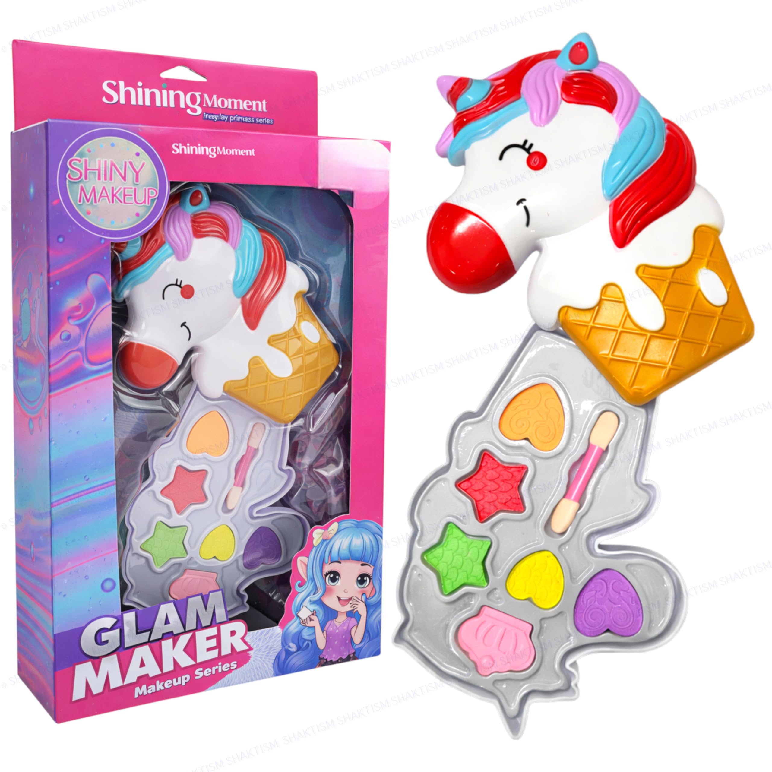 SHAKTISM Unicorn Makeup Kit for Girls Washable Kids Makeup Toy Set with Eye Shadow Palette & Applicator – Safe Pretend Play Cosmetic Kit for Kids, Princess Dress Up Toy, Birthday Return Gift for Girls-image-13