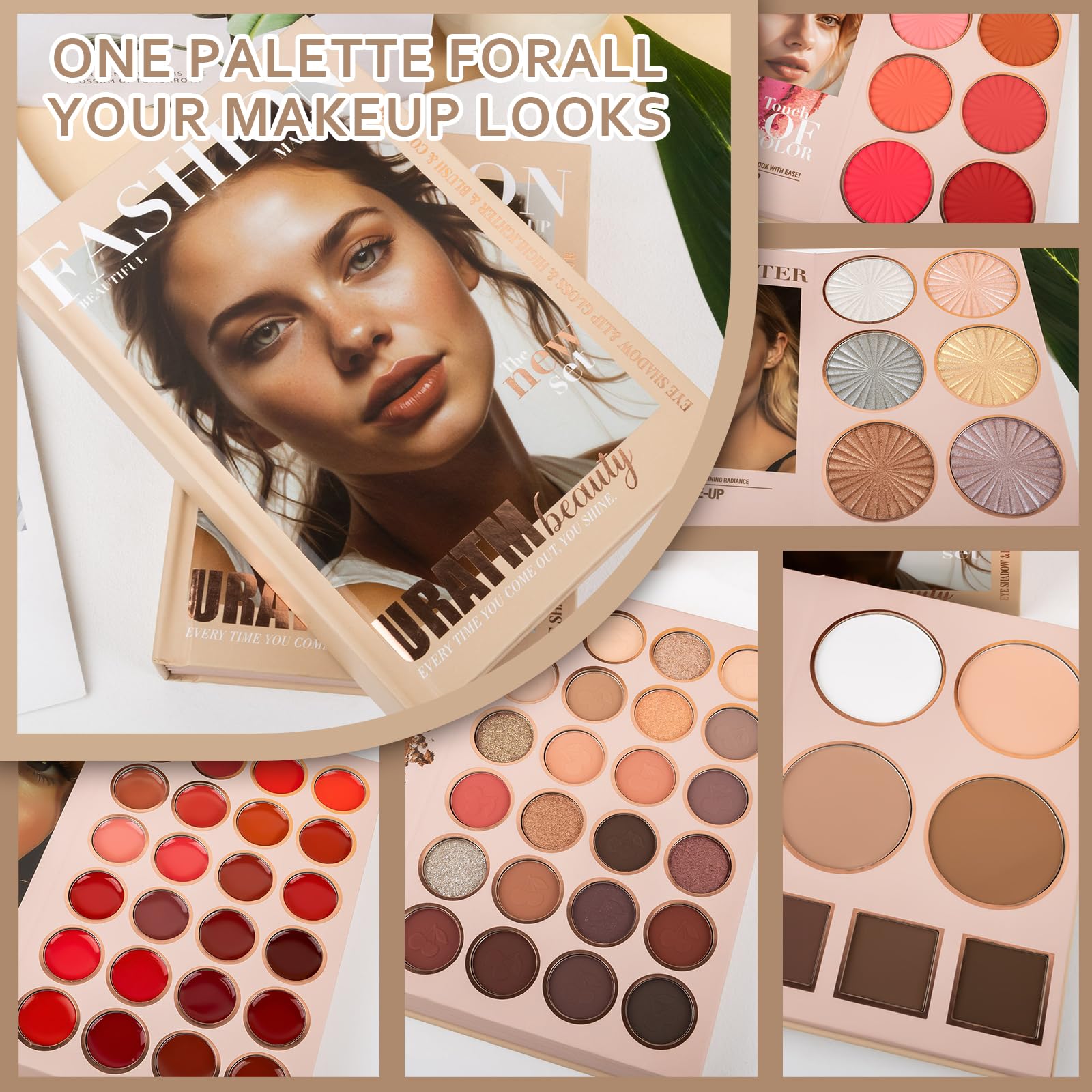 RoseFlower Coffret Maquillage Femme Palette Maquillage, Sets de Maquillage de Voyage avec Paupières Rouge Lèvres, Surligneurs, Contours, Fard à Joues– Coffret Cadeau de Maquillage
