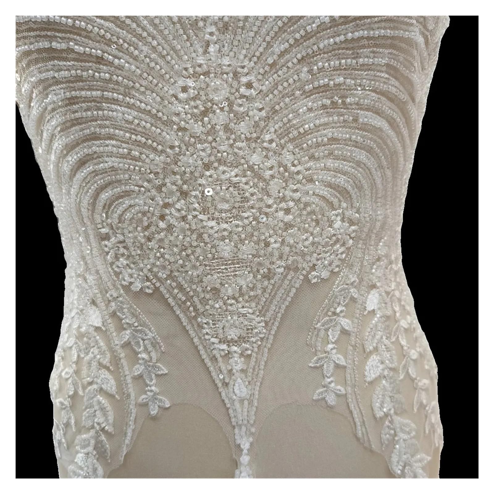 Apliques de encaje con abalorios Tela de encaje con cuentas, borde Floral, vestido novia, falda Cheongsam, prenda, apliques ahuecados, parche decoración frontal hecho a mano DIY
