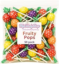 Swizzles Fruity Pops Lollies - 50 Retro British Lollipops - Vegan Sweets Strawberry, Lemon, Orange & Blackcurrant Flavours - Individually Wrapped Lolly Pops for Parties, Gifts & Snacking