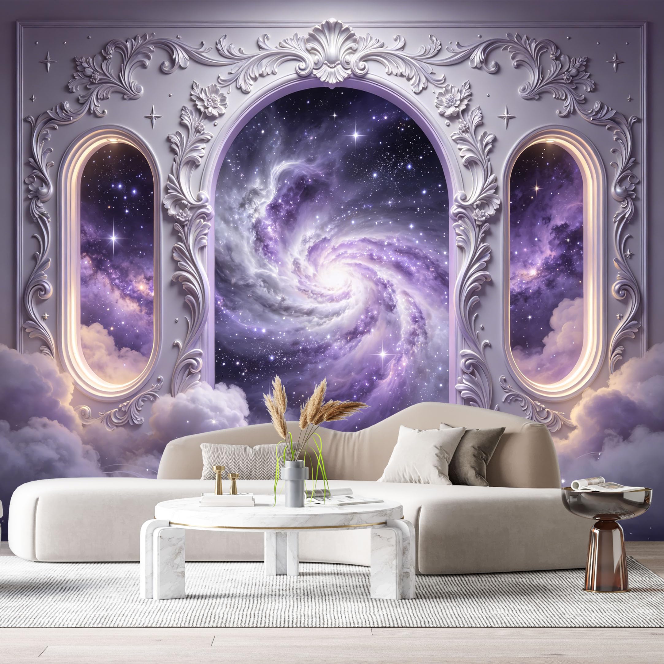 Custom Size Wall Murals Galaxy Nebula Archway 3D Trompe L'Oeil SelfAdhesiveWall Fabric Removable Wallpaper Wall Decor for Living Room Bedroom Bathroom