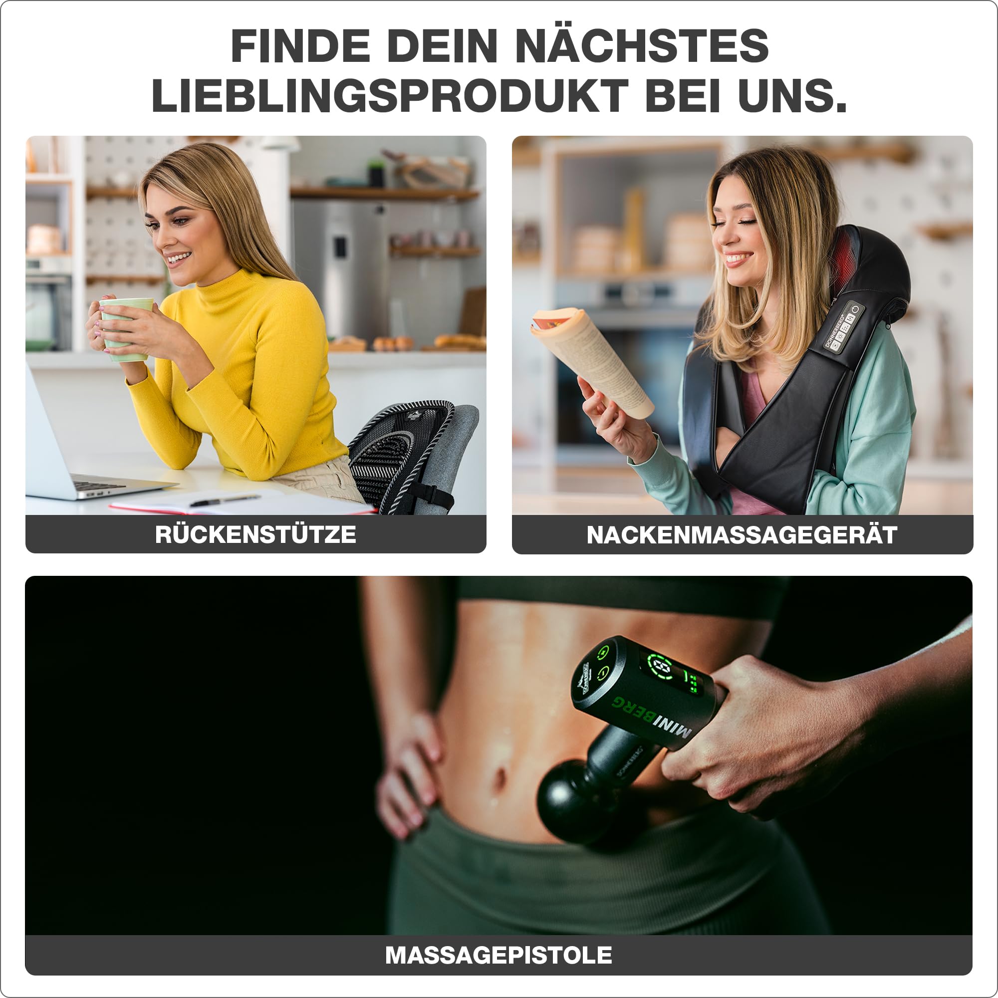 DONNERBERG® Klopfy Entspannung für Ihren Rücken Shiatsu und Klopfmassage Nackenmassagegerät mit Wärmefunktion 7 Jahre Kraftmotor Garantie TÜV Süd geprüft
