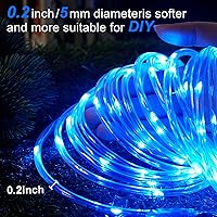Vista 8 de Cuerda de luces solares impermeables para exteriores, 66 pies, 200 luces LED solares de Navidad, luces solares azules para exteriores, para piscina