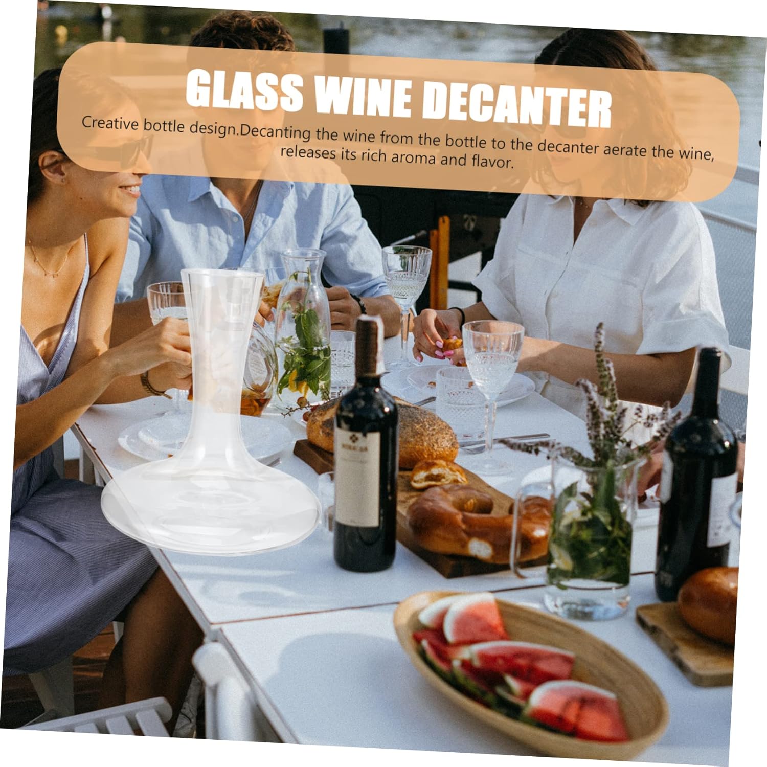 Cabilock Red Wine Decanter Wide Mouth Stopper Large Capacity Glass Carafe for Decanting Whisky Decanter Glasses