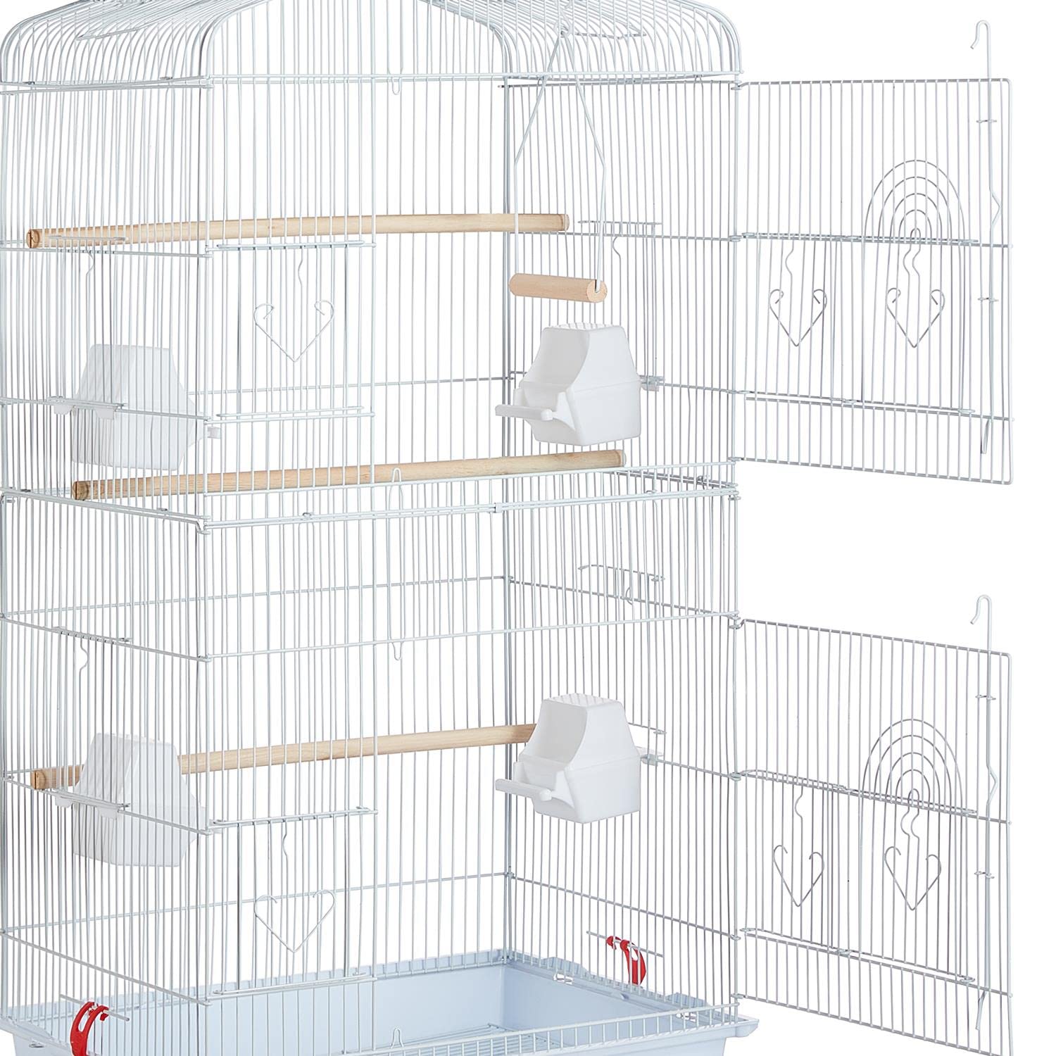 Yaheetech Jaula para Pájaros con Teche Abierto Jaula Aves Metal 46 x 35 x 104,5 cm Blanco
