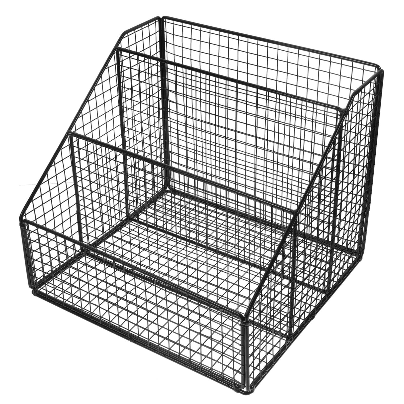 Scaffale per Libri da Scrivania in Ferro Nero Contemporaneo, Grande Capacità e Organizzatore per Documenti, per Ufficio e Soggiorno