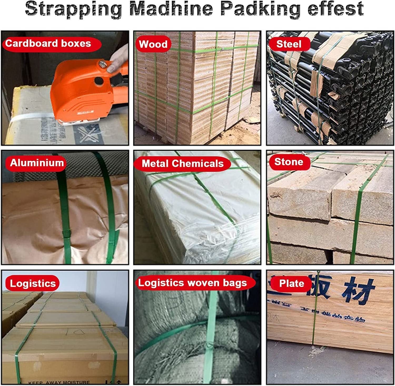 Machine de cerclage électrique Automatique pour palettes et cartons, alimentée par Une Batterie de 6000 mAh, Machine de cerclage Manuelle pour feuillards PP et Pet.