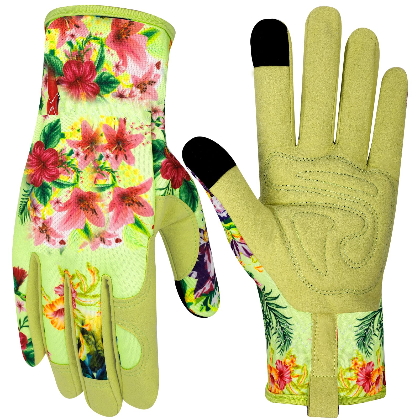 Leather Gardening Gloves for Women Thorn Proof Garden Gloves Touch Screen Working Gloves Gifts,M