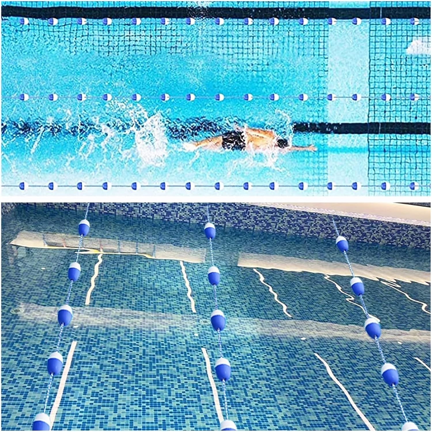 23ft Swim Lane Divider Buoy with Hooks - Durable Pool Safety Equipment for Indoor/Outdoor Pools, Water Parks & Hot Springs - Easy to Install & Reliable for Safety