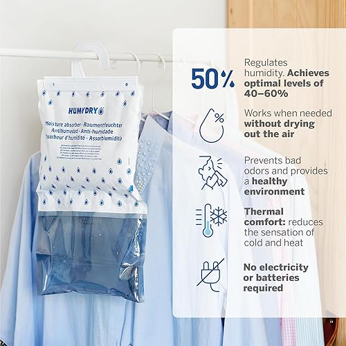 Miniatura 5 de HUMYDRY Paquete de 6 deshumidificadores colgantes de 15.87 oz | Absortor de humedad para armarios y espacios cerrados | No necesita electricidad |