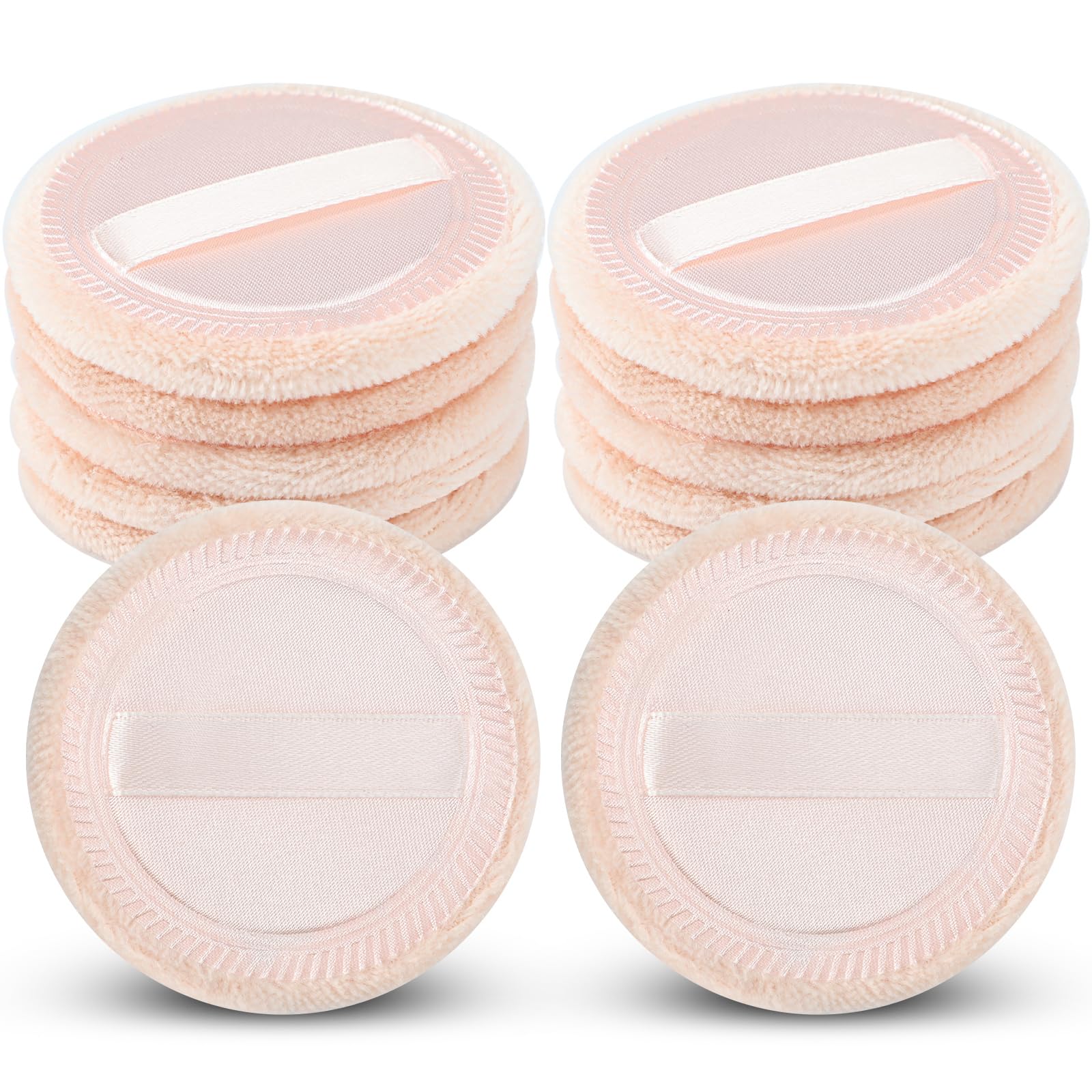 Senkary 12 spugnette per cipria, in cotone, morbide, compatte, per cipria sciolta, cipria pressata, 5 cm (beige)