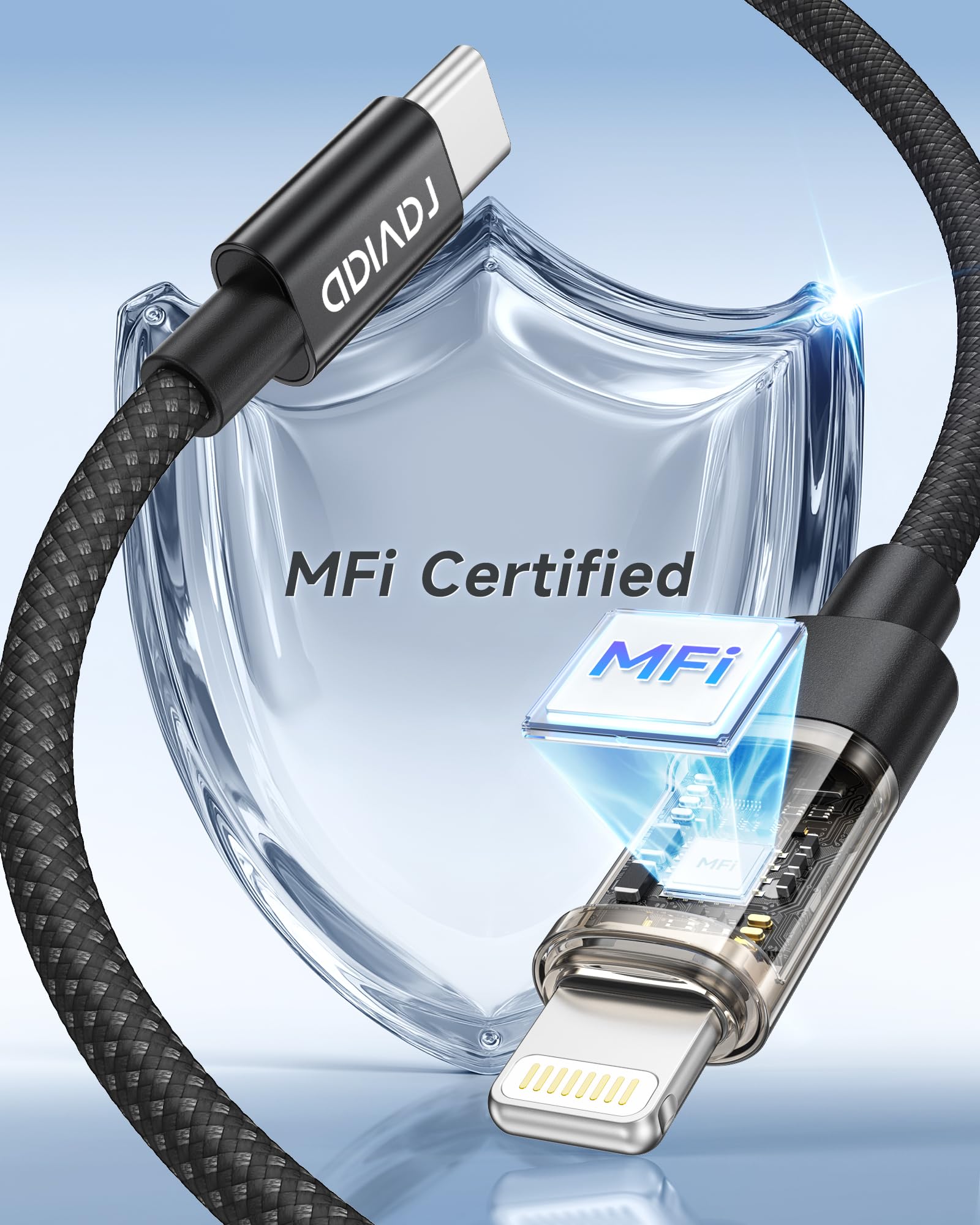 RAVIAD Kabel USB C Lightning 1 m [certyfikat MFi] Power Delivery 27 W Nylon typ C to Lightning kabel do ładowania do iPhone 14/13/13 Pro / 13 Pro Max / 13 Mini / 12 / 12 Pro Max/12 Mini/11 Pro/X/XS/XR