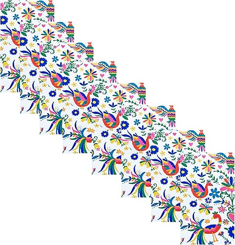 Newbridge Spring Otomi Birds Folk Art - Servilletas de tela, juego de 8 servilletas, arte popular de Otomi colorido, resistente al agua y a las