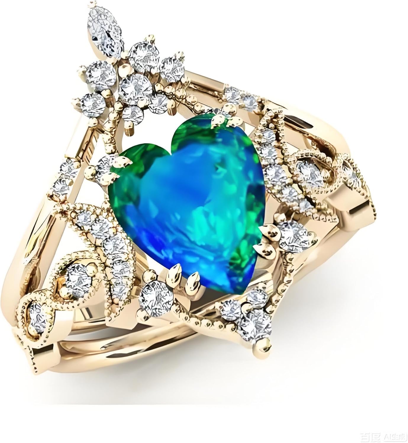 Exquisite Blue Gemstone Ring - Retro Style Blue Gemstone Ring, Silver and Gold Plated, Decorative Floral Design Banquet/Christmas Gift engagement rings for women/men
