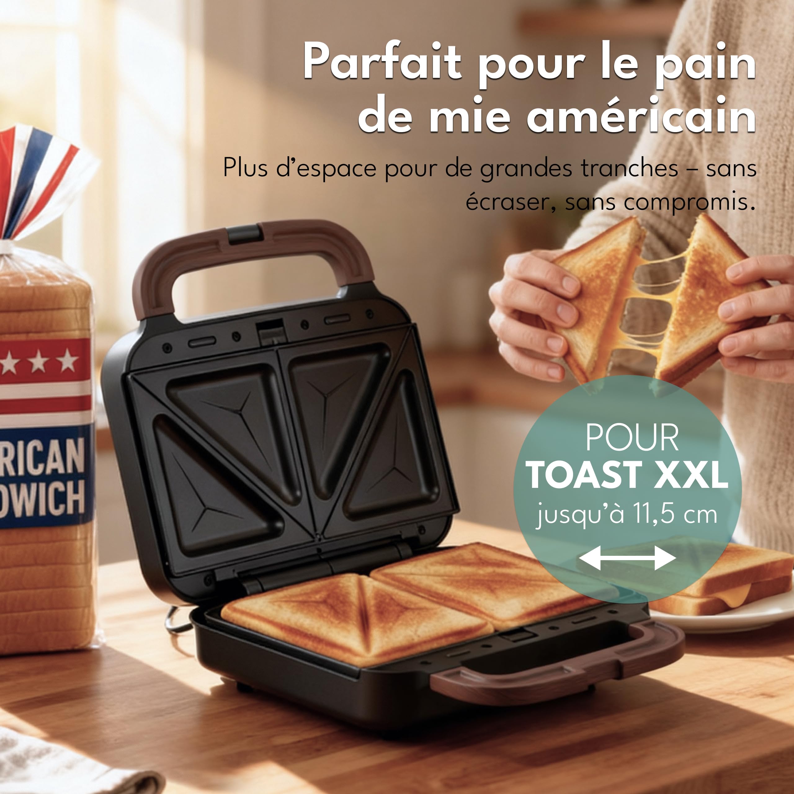 LEBENLANG Appareil a Croque Monsieur 3 en 1-750 W Avec 3 accessoires pour Grillades, Sandwichs & Gaufres I Appareil à Gauffre Croquemonsieur Machine panini Gaufrier Croque Monsieur Gauffrier