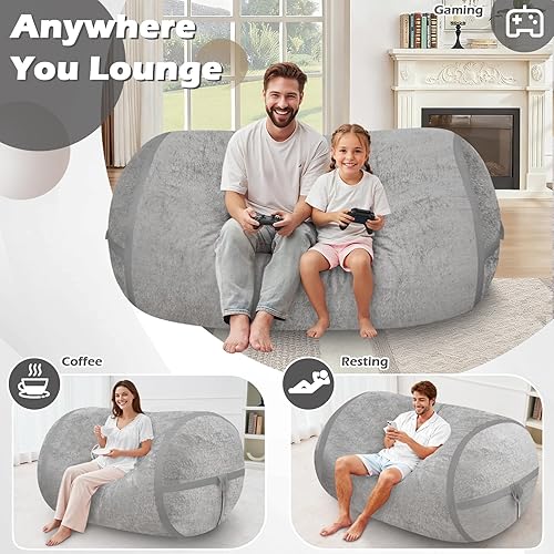 Miniatura 247 de HABUTWAY Puf gigante de 2 pies para adultos, con relleno de espuma viscoelástica, puf grande con funda de terciopelo holandés extraíble para sala de