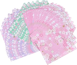 VOCOSTE 1 kit de 60pcs Papier Origami Japonais Feuilles Carré, Branche de Sakura, Double face 15 x 15 cm Pour Art Craft Projet