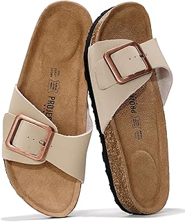 Genuine Leather Sandals Women Dressy Summer Beach Essentials - Flip Flops & Slides with Memory Foam Insole Womens Sandals Comfortable Footwear - Buy now