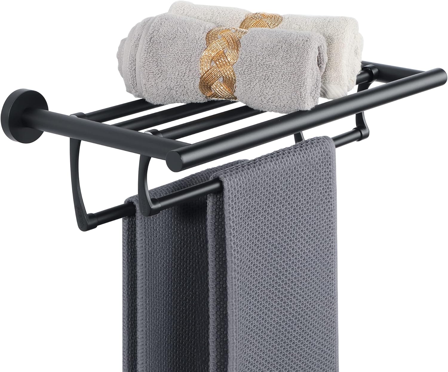 Sayayo 16Inch Black Towel Rails Wall Mounted Towel Rack 304 Stainless