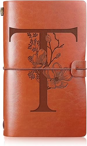 Miniatura 17 de Booson Diario de viaje inicial de cuero, cuaderno personalizado con monograma, regalos de apreciación, diario recargable y personalizado