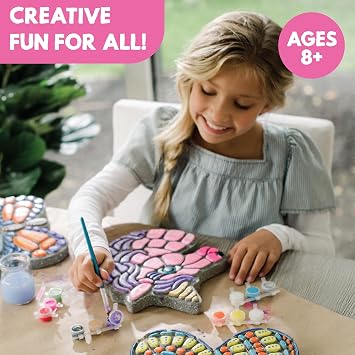 MindWare Paint Your Own Stepping Stone Unicorn - Kit Includes Weather Proof Stone, Paint and Brushes | Paint your own ceramicsall the colors and tools included.