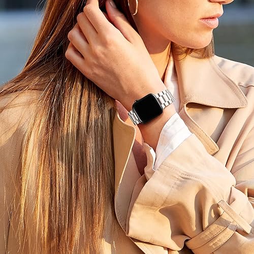 Miniatura 8 de Maledan Compatible con Apple Watch Band de 1.772in, 1.732in, 1.654in, 1.929in, 1.614in, 1.575in, 1.496in, para hombres y mujeres, correas de metal